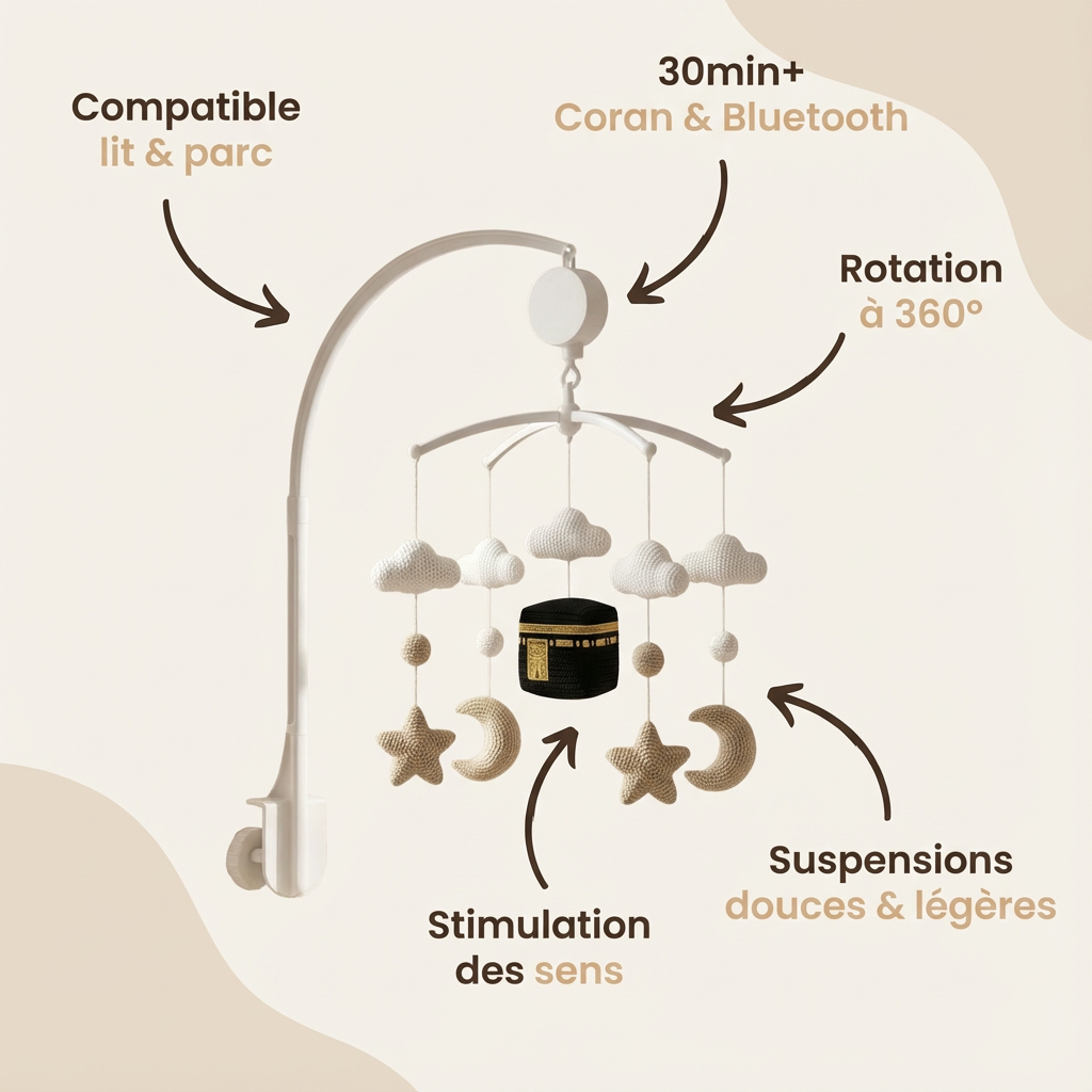 Kaaba Baby-Mobile für Kinderbett schwarz