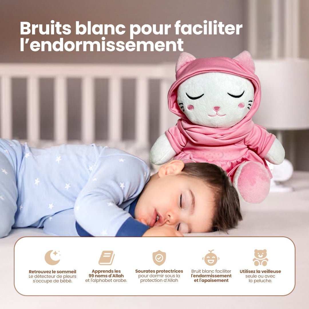 Peluche veilleuse coranique Little Mimi avec sons apaisants et projection d'étoiles