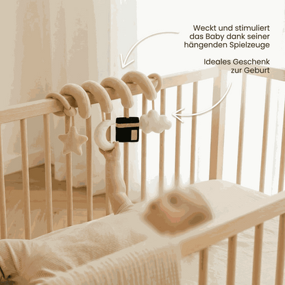 Arche de jeu spirale Kaaba, adaptable de 15 à 50 cm, stimule les sens du bébé, facile à fixer sur poussette, cadeau idéal naissance
